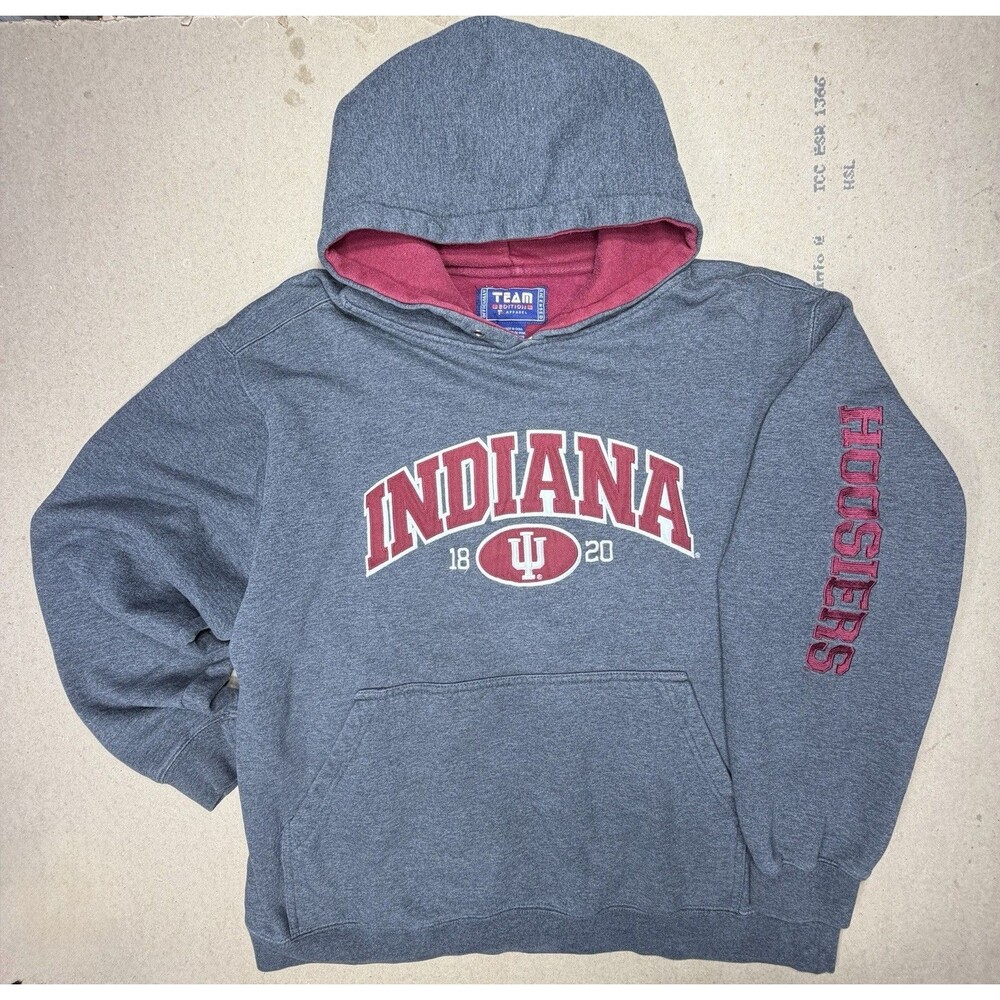 Indiana University Hoosiers Hoodie Mens L Gray Red Team Edition Apparel NCAA